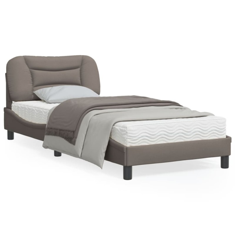 vidaXL Estructura de cama con luces LED tela gris taupe 90x190 cm vidaXL Estructura de cama con luces LED tela gris taupe 90x190 cm