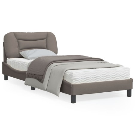 vidaXL Estructura de cama con luces LED tela gris taupe 90x190 cm