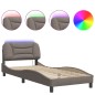 vidaXL Estructura de cama con luces LED tela gris taupe 90x190 cm vidaXL Estructura de cama con luces LED tela gris taupe 90x190 cm