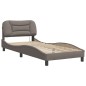 vidaXL Estructura de cama con luces LED tela gris taupe 90x190 cm vidaXL Estructura de cama con luces LED tela gris taupe 90x190 cm