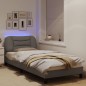 vidaXL Estructura de cama con luces LED tela gris taupe 90x190 cm vidaXL Estructura de cama con luces LED tela gris taupe 90x190 cm
