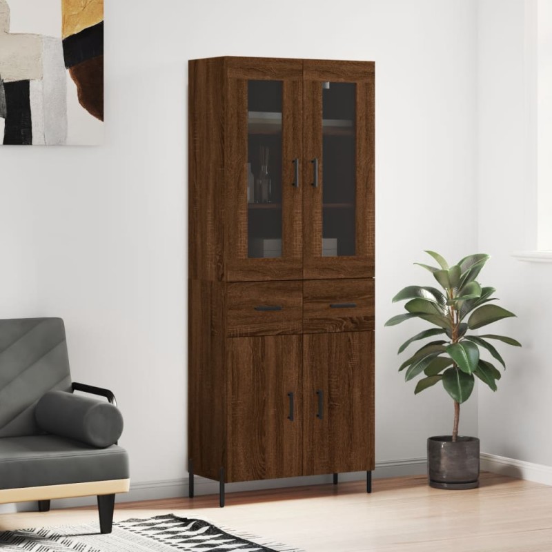vidaXL Aparador alto madera contrachapada marrón roble 69,5x34x180 cm vidaXL Aparador alto madera contrachapada marrón roble 69,5x34x180 cm