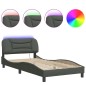 vidaXL Estructura de cama con luces LED tela gris oscuro 100x200 cm