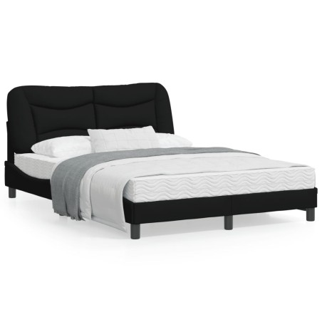 vidaXL Estructura de cama con luces LED tela negro 120x200 cm
