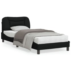 vidaXL Estructura de cama con luces LED tela negro 90x200 cm