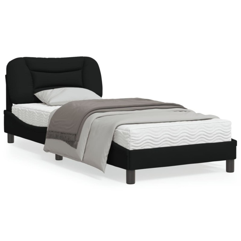 vidaXL Estructura de cama con luces LED tela negro 90x200 cm vidaXL Estructura de cama con luces LED tela negro 90x200 cm