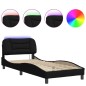 vidaXL Estructura de cama con luces LED tela negro 90x200 cm vidaXL Estructura de cama con luces LED tela negro 90x200 cm