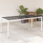 vidaXL Mesa de jardín superficie de vidrio ratán PE blanco 190x90x75cm vidaXL Mesa de jardín superficie de vidrio ratán PE blanco 190x90x75cm