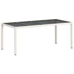 vidaXL Mesa de jardín superficie de vidrio ratán PE blanco 190x90x75cm