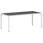 vidaXL Mesa de jardín superficie de vidrio ratán PE blanco 190x90x75cm vidaXL Mesa de jardín superficie de vidrio ratán PE blanco 190x90x75cm