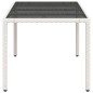 vidaXL Mesa de jardín superficie de vidrio ratán PE blanco 190x90x75cm vidaXL Mesa de jardín superficie de vidrio ratán PE blanco 190x90x75cm