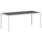 vidaXL Mesa de jardín superficie de vidrio ratán PE blanco 190x90x75cm vidaXL Mesa de jardín superficie de vidrio ratán PE blanco 190x90x75cm