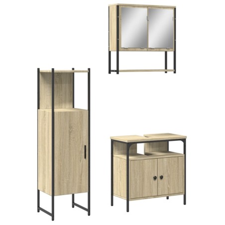 vidaXL Set de muebles de baño 3 pzas madera contrachapada roble Sonoma