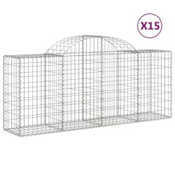 vidaXL Cestas de gaviones 15 uds forma de arco hierro 200x50x80/100 cm