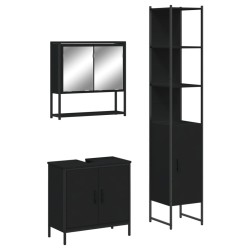 vidaXL Juego de muebles de baño 3 pzas madera contrachapada negro