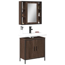 vidaXL Set de muebles baño 2 pzas madera contrachapada marrón roble