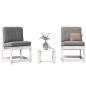 vidaXL Juego de muebles de jardín 3 pzas madera maciza de pino blanco vidaXL Juego de muebles de jardín 3 pzas madera maciza de pino blanco