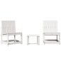 vidaXL Juego de muebles de jardín 3 pzas madera maciza de pino blanco vidaXL Juego de muebles de jardín 3 pzas madera maciza de pino blanco