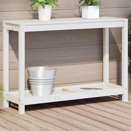 vidaXL Mesa de plantación con estante madera pino blanco 108x35x75 cm