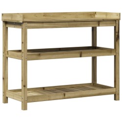 vidaXL Mesa plantación con estantes madera impregnada 108x45x86,5 cm