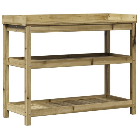 vidaXL Mesa plantación con estantes madera impregnada 108x45x86,5 cm