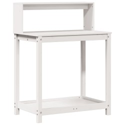 vidaXL Mesa plantación con estantes madera pino blanco 82,5x50x109,5cm