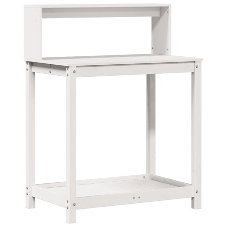 vidaXL Mesa plantación con estantes madera pino blanco 82,5x50x109,5cm