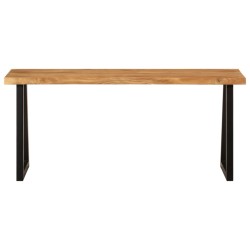 vidaXL Banco con borde natural de madera de acacia maciza 105 cm