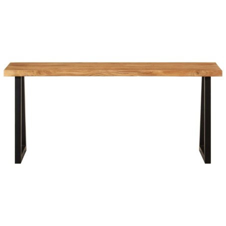 vidaXL Banco con borde natural de madera de acacia maciza 105 cm