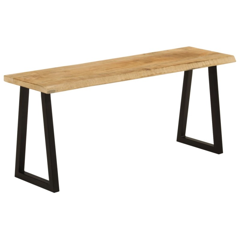 vidaXL Banco con borde natural de madera de mango maciza 105 cm