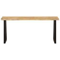 vidaXL Banco con borde natural de madera de mango maciza 105 cm