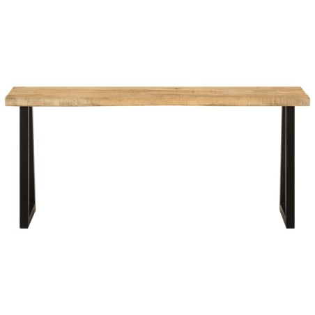 vidaXL Banco con borde natural de madera de mango maciza 105 cm