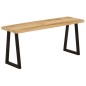 vidaXL Banco con borde natural de madera de mango maciza 105 cm