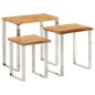 vidaXL Set de 3 mesas apilables con borde natural madera maciza acacia vidaXL Set de 3 mesas apilables con borde natural madera maciza acacia
