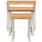 vidaXL Set de 3 mesas apilables con borde natural madera maciza acacia vidaXL Set de 3 mesas apilables con borde natural madera maciza acacia
