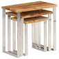 vidaXL Set de 3 mesas apilables con borde natural madera maciza acacia vidaXL Set de 3 mesas apilables con borde natural madera maciza acacia