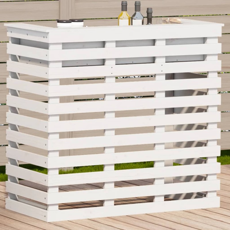 vidaXL Mesa alta de bar de jardín madera pino blanco 113,5x50x103 cm vidaXL Mesa alta de bar de jardín madera pino blanco 113,5x50x103 cm