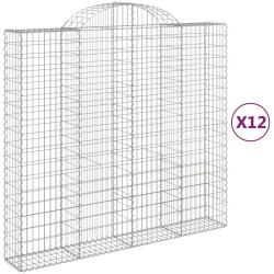 vidaXL Cestas gaviones 12 uds forma de arco hierro 200x50x180/200 cm