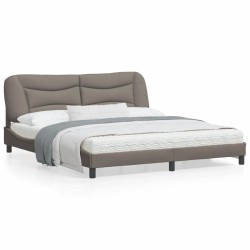 vidaXL Estructura de cama con luces LED tela gris taupe 180x200 cm
