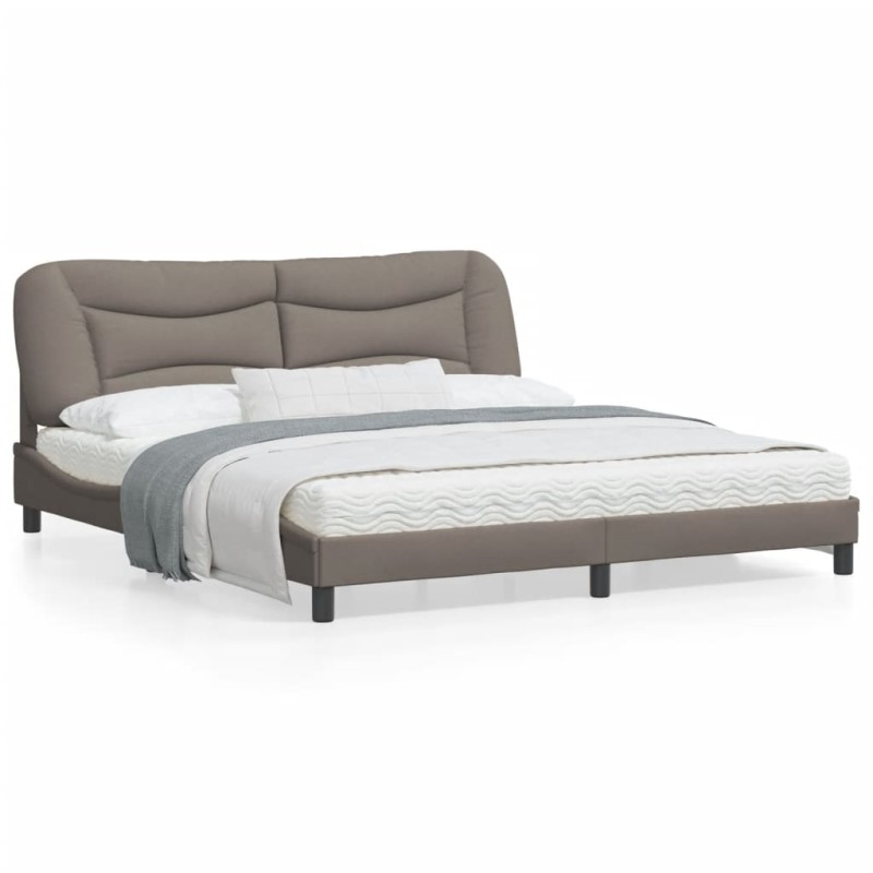 vidaXL Estructura de cama con luces LED tela gris taupe 180x200 cm vidaXL Estructura de cama con luces LED tela gris taupe 180x200 cm