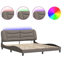 vidaXL Estructura de cama con luces LED tela gris taupe 180x200 cm