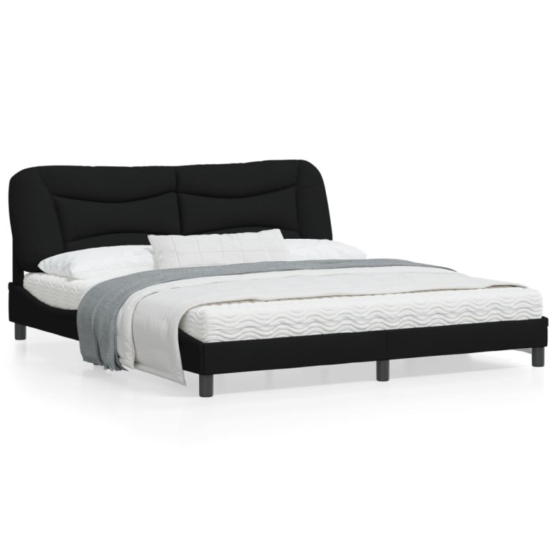 vidaXL Estructura de cama con luces LED tela negro 180x200 cm vidaXL Estructura de cama con luces LED tela negro 180x200 cm