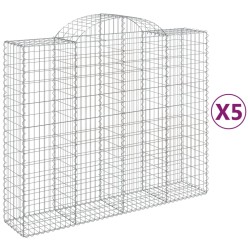 vidaXL Cestas de gaviones 5 uds forma de arco hierro 200x50x160/180 cm