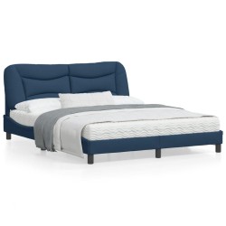 vidaXL Estructura de cama con luces LED tela azul 160x200 cm