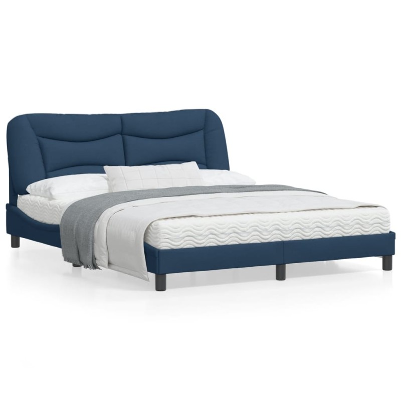 vidaXL Estructura de cama con luces LED tela azul 160x200 cm