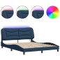 vidaXL Estructura de cama con luces LED tela azul 160x200 cm