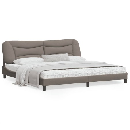 vidaXL Estructura de cama con luces LED tela gris taupe 200x200 cm