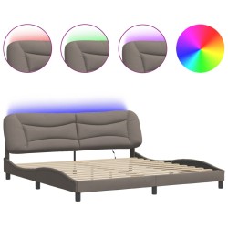 vidaXL Estructura de cama con luces LED tela gris taupe 200x200 cm