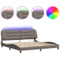 vidaXL Estructura de cama con luces LED tela gris taupe 200x200 cm vidaXL Estructura de cama con luces LED tela gris taupe 200x200 cm