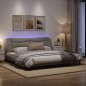 vidaXL Estructura de cama con luces LED tela gris taupe 200x200 cm vidaXL Estructura de cama con luces LED tela gris taupe 200x200 cm